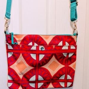 Fossil Red and Teal Crossbody Bag